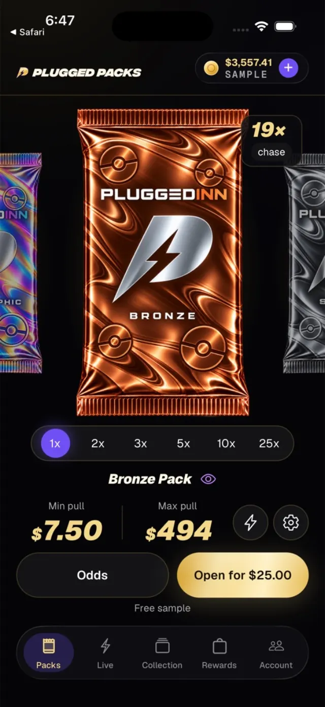 Choosing a pack in the app